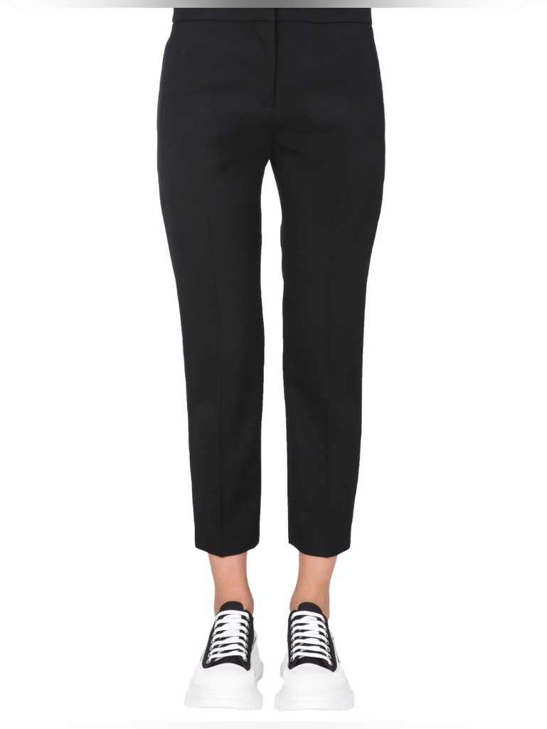 Alexander Mcqueen Black Cropped Slim Trousers
